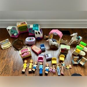 “Vintage Fisher-Price & Little Tikes Dollhouse Furniture, Horses & Camper Lot”